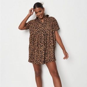 Dresses | Missguided Womens Brown Leopard Print Shirt Smock Dress